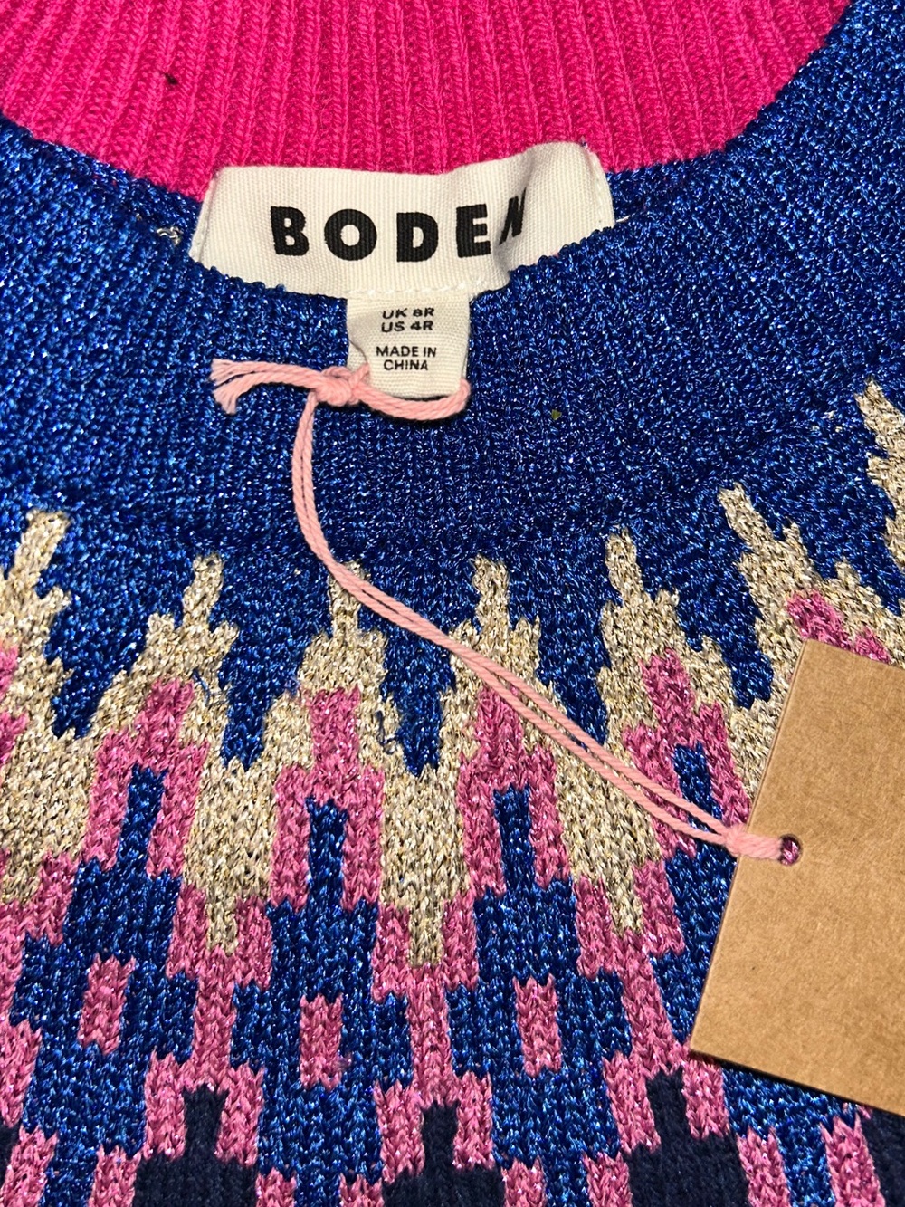 NWT Boden Eleanor Fair Isle Dress in Navy - Picture 8 of 13
